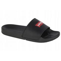 Klapki Unisex Dla Dorosłych June Batwing. Czarne klapki damskie Levi's, bez wzorów, z gumy, z otwartym noskiem, bez obcasa, na obcasie, bez zapięcia. Za 99.00 zł.