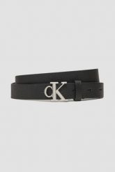 CALVIN KLEIN Czarny damski pasek ze srebrnym CK, Rozmiar 85. Czarne paski damskie Calvin Klein, bez wzorów. W wyprzedaży za 189.99 zł.