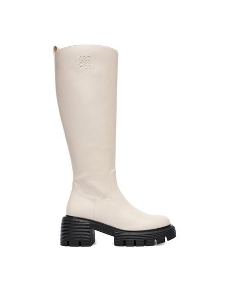 Nine West Kozaki CEO-SUMAYA-01 Écru. Kozaki damskie Nine West, z materiału, bez obcasa, na słupku, bez zapięcia. Za 263.99 zł.