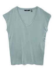 Vero Moda Koszulka w kolorze zielonym rozmiar: XL. Zielone koszulki damskie Vero Moda, s, bez wzorów, bez kołnierzyka, bez ramiączek. Za 87.81 zł.