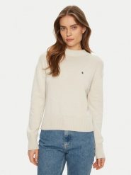 Calvin Klein Jeans Sweter Monogram J20J224802 Écru Regular Fit. Swetry klasyczne damskie Calvin Klein Jeans, m, z bawełny, bez kołnierzyka. Za 219.99 zł.
