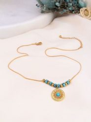 Charlize Pozłacany naszyjnik z turkusami - dł. 50 cm rozmiar: onesize. Niebieskie naszyjniki damskie Charlize, z turkusem, pozłacane. Za 91.77 zł.