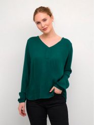 Kaffe Bluzka Amber 501032 Zielony Regular Fit. Zielone bluzki damskie Kaffe, bez wzorów, z wiskozy, bez kołnierzyka, bez ramiączek. Za 119.99 zł.