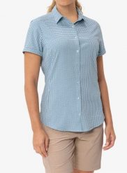Koszula turystyczna damska Vaude Seiland Shirt III. Niebieskie koszule damskie Vaude, l, bez wzorów, z materiału, bez kołnierzyka, bez ramiączek. Za 399.60 zł.