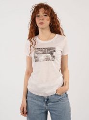 Pepe Jeans Koszulka "Beatriz" w kolorze białym rozmiar: S. Białe bluzki damskie Pepe Jeans, s, bez wzorów, z bawełny, bez kołnierzyka, bez ramiączek. Za 87.81 zł.