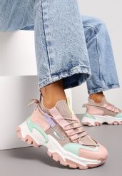 Różowe Sneakersy Orilea. Czerwone obuwie sportowe damskie Born2be, bez zapięcia. Za 109.99 zł.