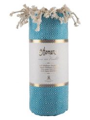 Ottoman Chusta hammam "Raute" w kolorze turkusowym - 170 x 80 cm rozmiar: onesize. Niebieskie chusty damskie Ottoman, bez wzorów, z bawełny. Za 65.99 zł.
