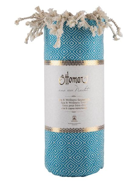 Ottoman Chusta hammam "Raute" w kolorze turkusowym - 170 x 80 cm rozmiar: onesize. Niebieskie chusty damskie Ottoman, bez wzorów, z bawełny. Za 65.99 zł.