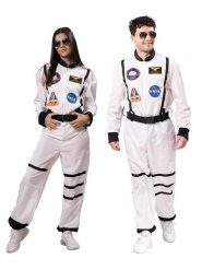 Party x People Kombinezon kostiumowy "Astronaut" w kolorze białym ze wzorem rozmiar: L. Białe kombinezony damskie Party x People, l, bez wzorów, z tkaniny, bez kołnierzyka, bez ramiączek. Za 105.38 zł.