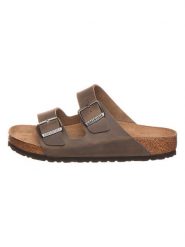 Birkenstock Skórzane klapki "Arizona" w kolorze khaki rozmiar: 45. Brązowe klapki damskie Birkenstock, bez wzorów, z otwartym noskiem, bez obcasa, bez zapięcia. Za 434.85 zł.