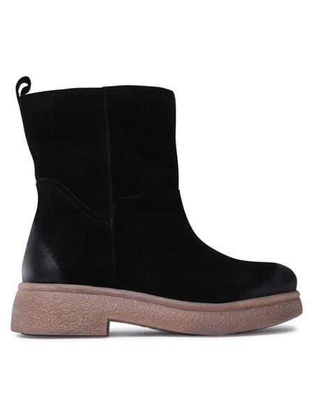 Lasocki Botki WI23-BULGY-04 Czarny. Czarne botki damskie Lasocki, ze skóry, bez obcasa, na płaskiej podeszwie, bez zapięcia. Za 269.99 zł.