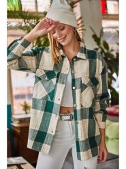 Happiness Istanbul Koszula w kolorze kremowo-zielonym rozmiar: L. Brązowe koszule damskie Happiness Istanbul, l, bez wzorów, bez kołnierzyka, bez ramiączek. Za 65.38 zł.