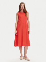 Selmark Sukienka letnia BL495 Koralowy Regular Fit. Pomarańczowe sukienki damskie Selmark, bez wzorów, z bawełny, bez ramiączek. Za 159.99 zł.
