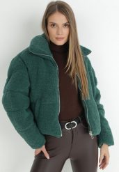 Zielona Kurtka Futerko Teddy Zychee. Zielone kurtki damskie Born2be, m, bez wzorów, z futra, bez kaptura. Za 159.99 zł.