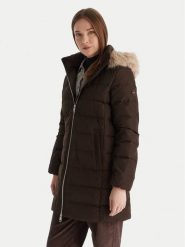 Tommy Hilfiger Płaszcz zimowy WW0WW47540 Brązowy Slim Fit. Brązowe płaszcze damskie Tommy Hilfiger, na zimę, xxs, bez wzorów, z syntetyku, bez kaptura. Za 1,499.00 zł.