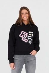 KARL LAGERFELD Czarna bluza Ikonik. Czarne bluzy damskie KARL LAGERFELD, s, bez wzorów, z kapturem. W wyprzedaży za 699.99 zł.