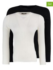 Trendyol Swetry (2 szt.) w kolorze białym i czarnym rozmiar: L. Białe swetry klasyczne damskie Trendyol, l, prążkowane, bez kołnierzyka. Za 86.99 zł.
