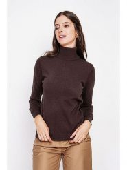 ASSUILI Golf w kolorze ciemnobrązowym rozmiar: 38. Brązowe golfy damskie Assuili, bez wzorów, bez ramiączek. Za 166.88 zł.