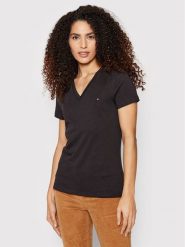 Tommy Hilfiger T-Shirt Heritage Tee WW0WW24969 Czarny Regular Fit. Czarne t-shirty damskie Tommy Hilfiger, s, bez wzorów, z bawełny, bez kołnierzyka. Za 109.99 zł.