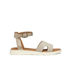 Damskie sandały z klinem Geox Dandra B. Brązowe sandały damskie Geox, bez wzorów, bez obcasa, na koturnie, bez zapięcia. Za 415.50 zł.