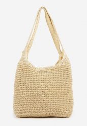 Beżowa Torebka Typu Shopper z Plecionki Felevera. Brązowe shopper bag Renee, bez wzorów, z jeansu, bez dodatków. Za 59.99 zł.