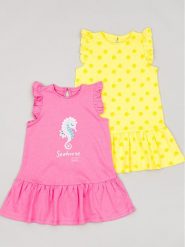 Zippy Komplet 2 sukienek ZBGAP0501 23007 Kolorowy Regular Fit. Sukienki dziewczęce zippy, bez wzorów, z bawełny, bez ramiączek, proste. Za 69.99 zł.