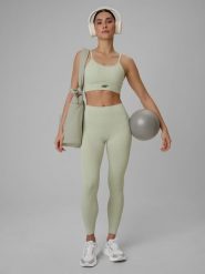 4F Legginsy treningowe bezszwowe damskie - zielone M/L. Zielone legginsy damskie 4F, l, bez wzorów, ze skóry. Za 149.99 zł.