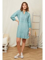 Rodier Lin Lniana sukienka w kolorze zielonym rozmiar: XL/XXL. Zielone sukienki damskie Rodier Lin, bez wzorów, ze lnu, bez ramiączek. Za 114.44 zł.
