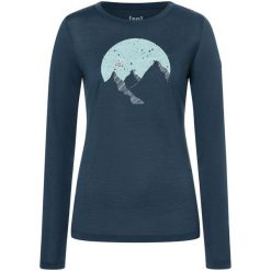 Koszulka z długim rękawem damska SUPER.NATURAL W Gondola. Niebieskie koszulki damskie super.natural, s, bez wzorów, bez kołnierzyka, bez ramiączek. Za 279.99 zł.