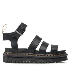 Sandały Dr. Martens. Czarne sandały damskie Dr Martens, bez wzorów, bez obcasa, na płaskiej podeszwie, bez zapięcia. Za 599.99 zł.