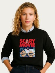 WOOOP Bluza "Scary Movie Official Safety vs Death" w kolorze czarnym rozmiar: XL. Czarne bluzy damskie Wooop, xl, bez wzorów, bez kaptura. Za 108.99 zł.