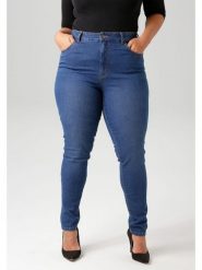 Aniston Dżinsy - Slim fit - w kolorze niebieskim rozmiar: 48. Niebieskie jeansy damskie Aniston, z podwyższonym stanem. Za 73.93 zł.