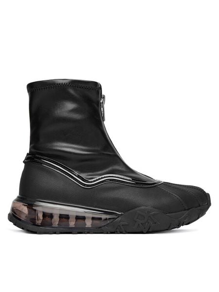 DKNY Botki K4500473 Czarny. Czarne botki damskie DKNY, ze skóry, bez obcasa, na płaskiej podeszwie, bez zapięcia. Za 879.99 zł.