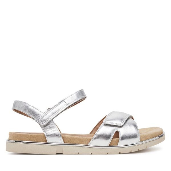 Sandały Marco Tozzi. Szare sandały damskie Marco Tozzi, bez wzorów, bez obcasa, na płaskiej podeszwie, bez zapięcia. Za 339.99 zł.