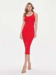 MICHAEL Michael Kors Sukienka dzianinowa MR4822C33D Czerwony Slim Fit. Czerwone sukienki damskie MICHAEL Michael Kors, bez wzorów, z dzianiny, bez ramiączek. Za 2,709.00 zł.