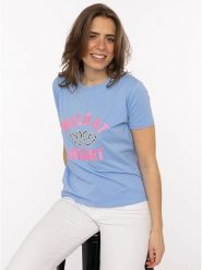Zwillingsherz Koszulka w kolorze błękitnym rozmiar: XL. Niebieskie koszulki damskie Zwillingsherz, xl, bez wzorów, z bawełny, bez kołnierzyka, bez ramiączek. Za 82.99 zł.