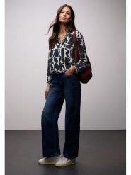 Street One Bluzka w kolorze granatowo-białym rozmiar: 34. Białe bluzki damskie Street One, bez wzorów, z wiskozy, street, bez kołnierzyka, bez ramiączek. Za 114.71 zł.