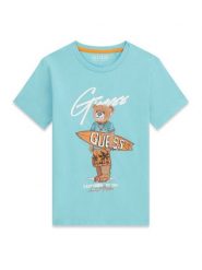 Guess T-Shirt L6GI09 K8HM4 Niebieski Regular Fit. Niebieskie t-shirty i koszulki chłopięce Guess, z aplikacjami, z bawełny, bez kołnierzyka, bez ramiączek. Za 119.99 zł.
