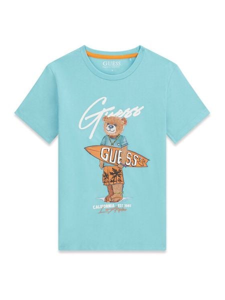 Guess T-Shirt L6GI09 K8HM4 Niebieski Regular Fit. Niebieskie t-shirty i koszulki chłopięce Guess, z aplikacjami, z bawełny, bez kołnierzyka, bez ramiączek. Za 69.99 zł.