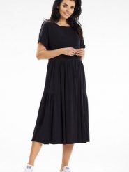 Sukienka Model A639 Black - awama. Czarne sukienki damskie Awama, bez wzorów, z bawełny, bez ramiączek. Za 340.97 zł.