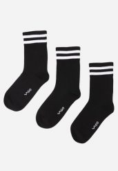Czarne 3-pack Skarpety Długie z Paseczkami i Bawełną Simala. Czarne komplety bielizny Born2be, bez wzorów, z bawełny. Za 29.99 zł.