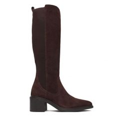 Kozaki Lasocki. Brązowe kozaki damskie Lasocki, bez obcasa, na słupku, bez zapięcia. Za 349.99 zł.