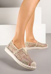 Ciemnobeżowe Espadryle Ozdobione Koronką i Plecionką Odimara. Brązowe espadryle damskie Born2be, bez wzorów, z jeansu, bez obcasa. Za 84.99 zł.