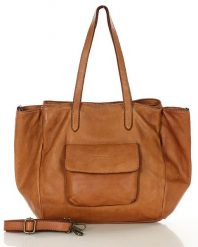 Shopperka skórzana MARCO MAZZINI brąz camel v246a. Brązowe torebki klasyczne damskie ze skóry, bez dodatków. Za 569.05 zł.