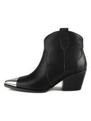 Loft37 Skórzane kowbojki "Manhattan Skyline" w kolorze czarnym rozmiar: 36. Czarne botki damskie loft37, bez obcasa, bez zapięcia. Za 448.99 zł.