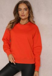 Pomarańczowa Bluza z Polarową Podszewką Heseh. Brązowe bluzy damskie Renee, na zimę, xl, bez wzorów, z dzianiny, bez kaptura. Za 59.99 zł.