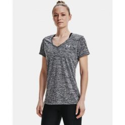 Koszulka damska Under Armour TECH SSV - TWIST. Czarne bluzki damskie Under Armour, bez wzorów, sportowe, bez kołnierzyka, bez ramiączek. W wyprzedaży za 95.25 zł.