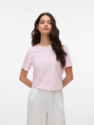 Vero Moda Koszulka w kolorze jasnoróżowym rozmiar: XS. Różowe bluzki damskie Vero Moda, xs, bez wzorów, z bawełny, bez kołnierzyka, bez ramiączek. Za 54.95 zł.