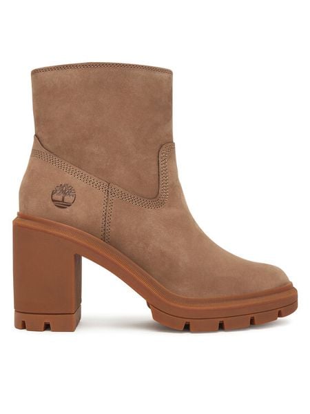 Timberland Botki Allington TB0A26WAEN51 Beżowy. Brązowe botki damskie Timberland, z nubiku, bez obcasa, na słupku, bez zapięcia. Za 459.99 zł.