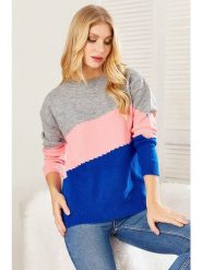 Milan Kiss Sweter w kolorze szaro-niebiesko-różowym rozmiar: L. Niebieskie swetry klasyczne damskie Milan Kiss, l, bez kołnierzyka. Za 126.99 zł.